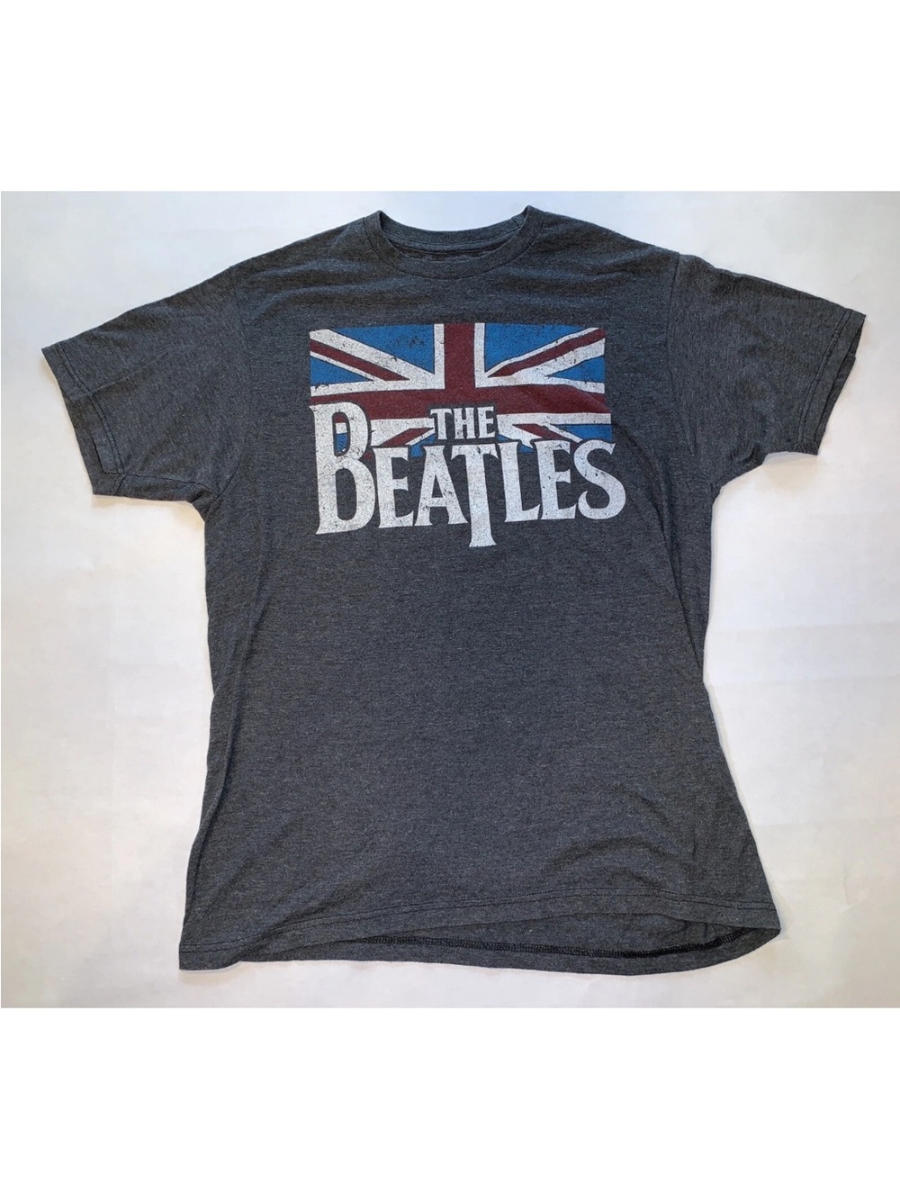 The Beatles with Union Jack Charcoal Graphic Tee - Men's Band Tee  Size  medium